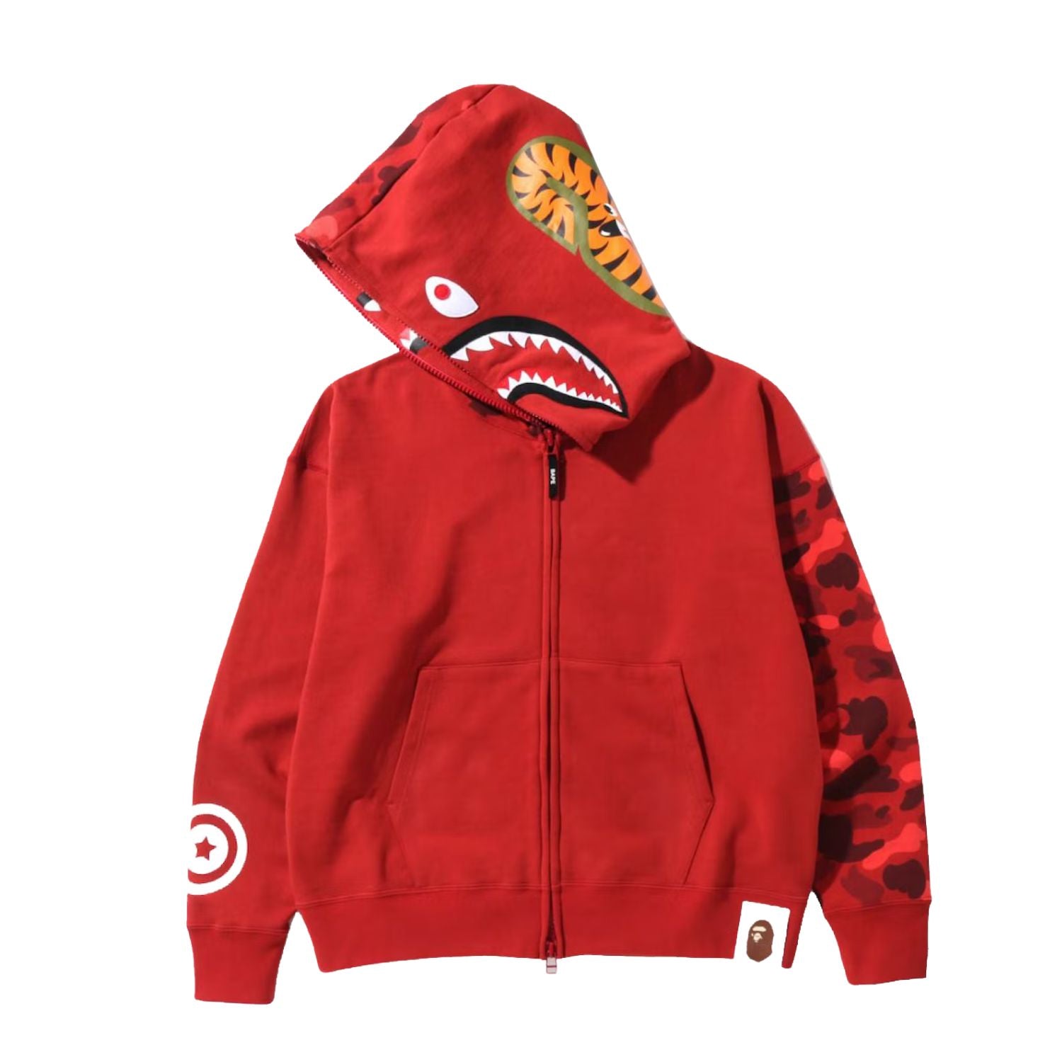 Bape Color Camo Giant Shark Loose Fit Full Zip Hoodie Mens Style : Bape-ss22
