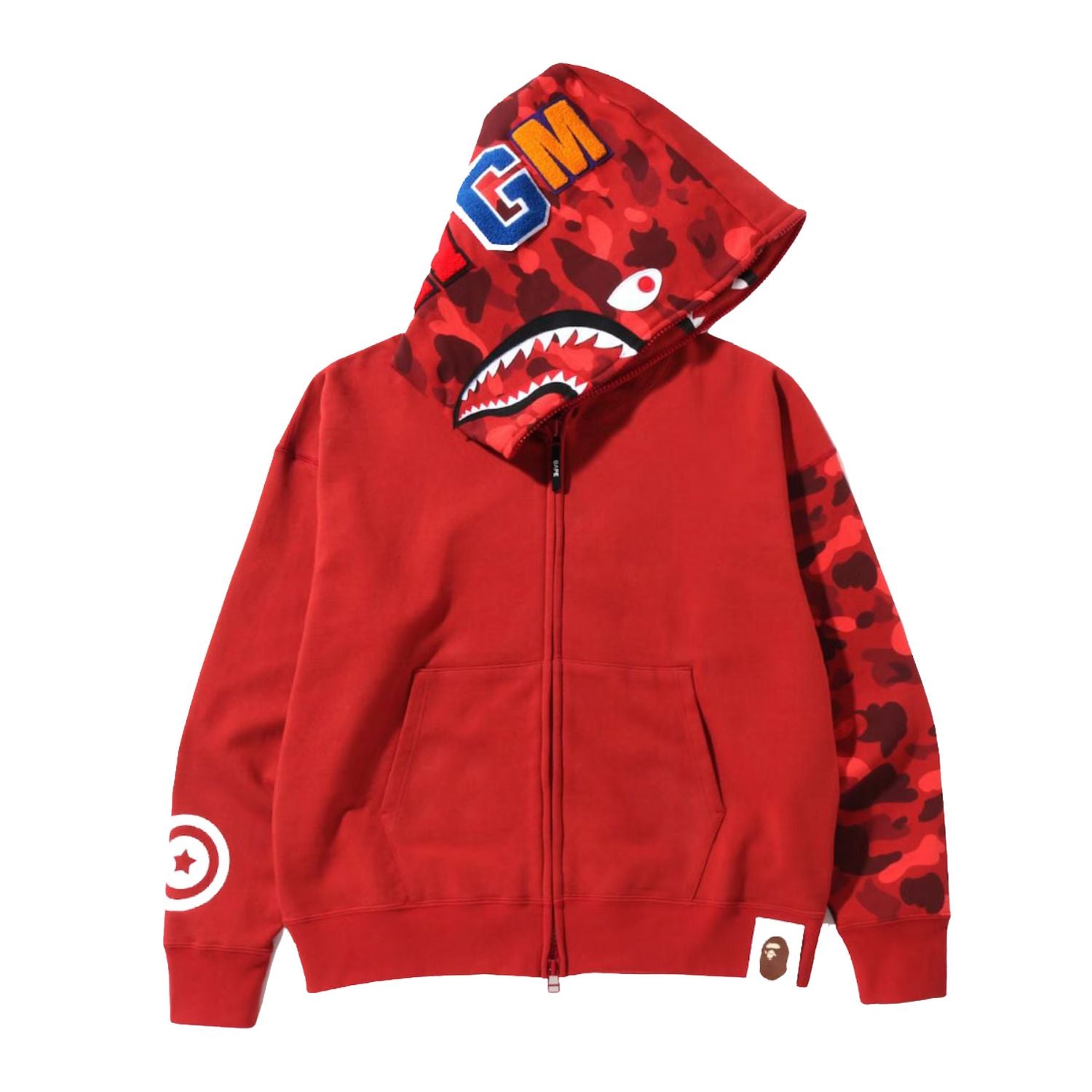 Bape Color Camo Giant Shark Loose Fit Full Zip Hoodie Mens Style : Bape-ss22