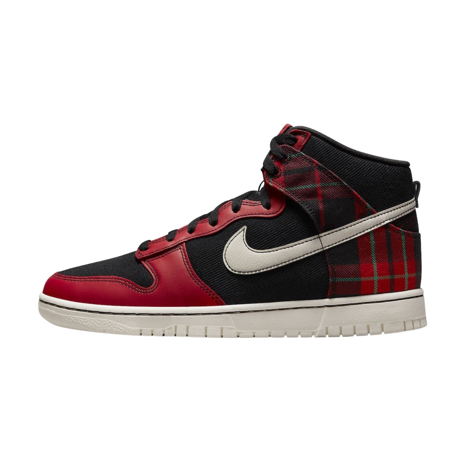Nike Dunk High SE Tartan Plaid Black University Red