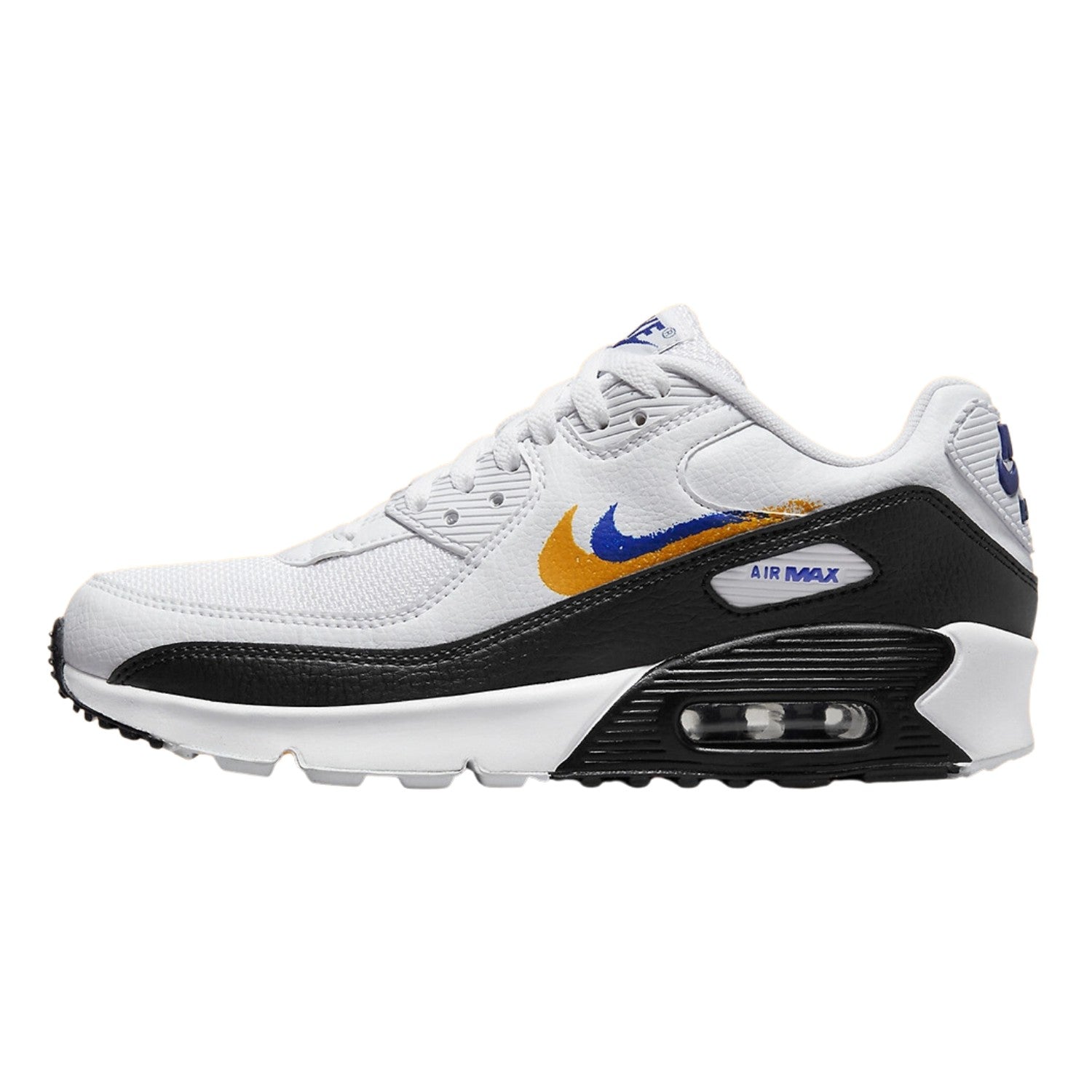 Nike Air Max 90 Double Swoosh White Black Gold Royal (GS)