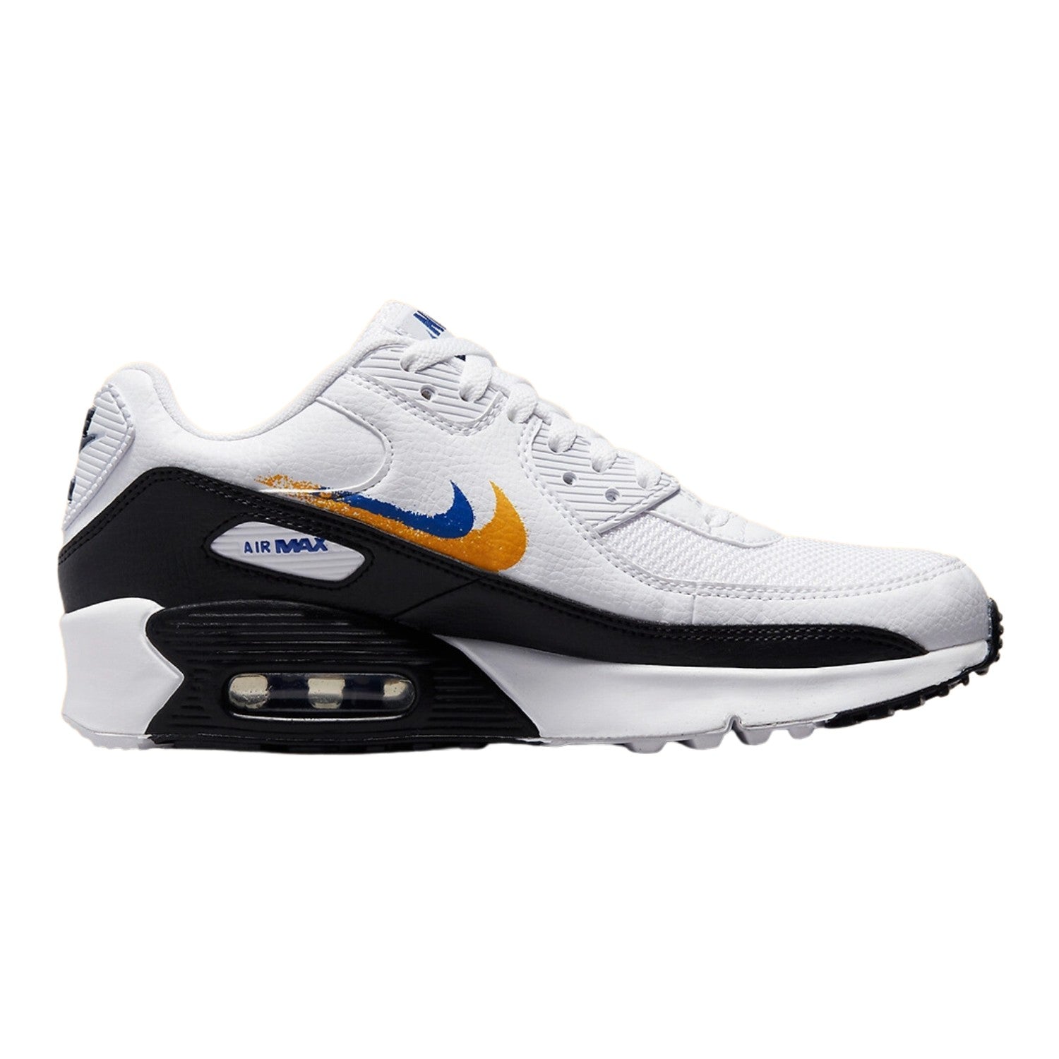 Nike Air Max 90 Double Swoosh White Black Gold Royal (GS)