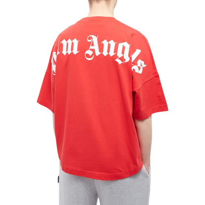 Palm Angels Mock Neck Logo T-Shirt Red/White