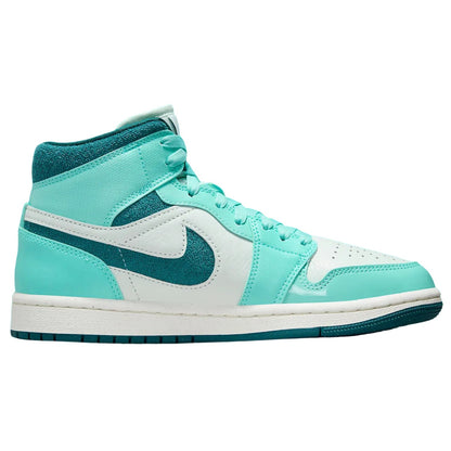 Air Jordan 1 Mid Se Chenille Swooshes And Bleached Turquoise Animate Womens Style : Dz3745