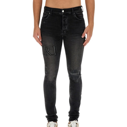 Amiri Crystal Embellished Logo Jeans Mens Style : Pf23mds015