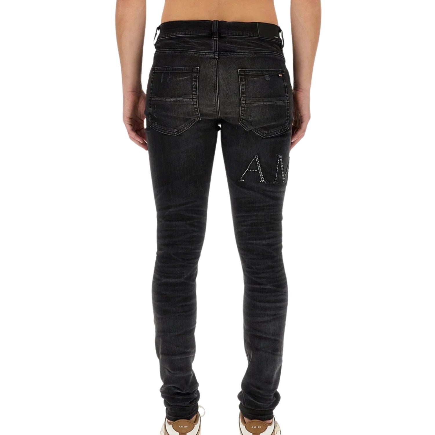 Amiri Crystal Embellished Logo Jeans Mens Style : Pf23mds015