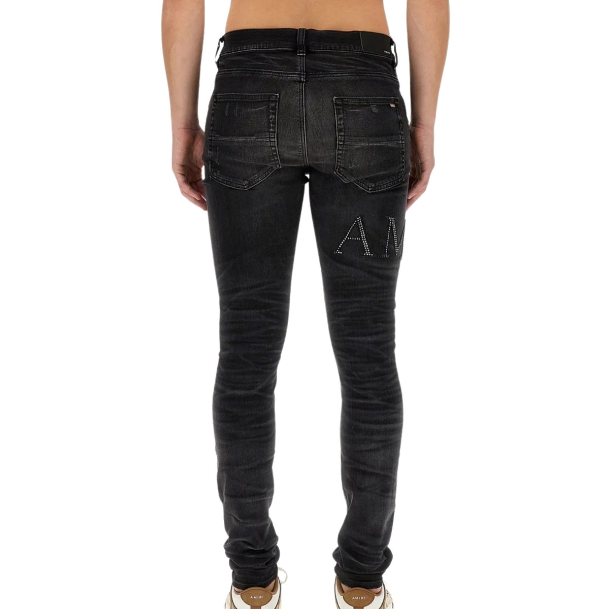Amiri Crystal Embellished Logo Jeans Mens Style : Pf23mds015