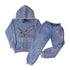 Rawyalty World Tour Blue Bling Hoodie And Raw Wing Silver Bling Jogger Set Big Kids Style : Rkjs001