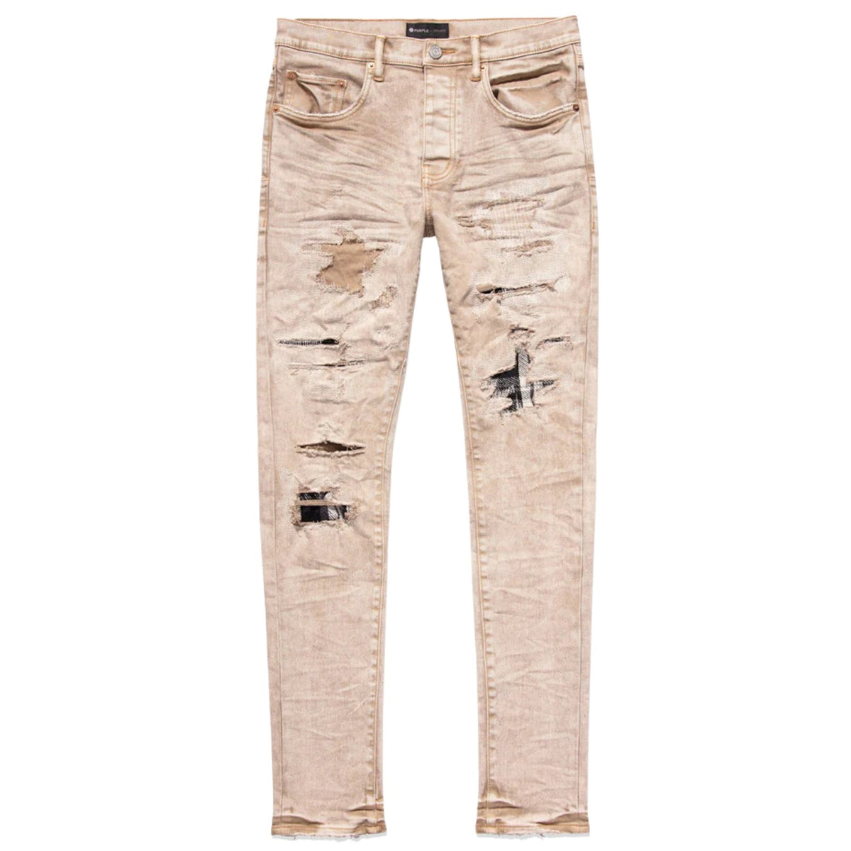 Purple-brand Heavy Repair With Plaid Patch Jeans Mens Style : P001-bgrp422