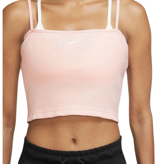 Nike Sportswear Essential Ribbed Crop Pink Tank Womens Style : Dm6737