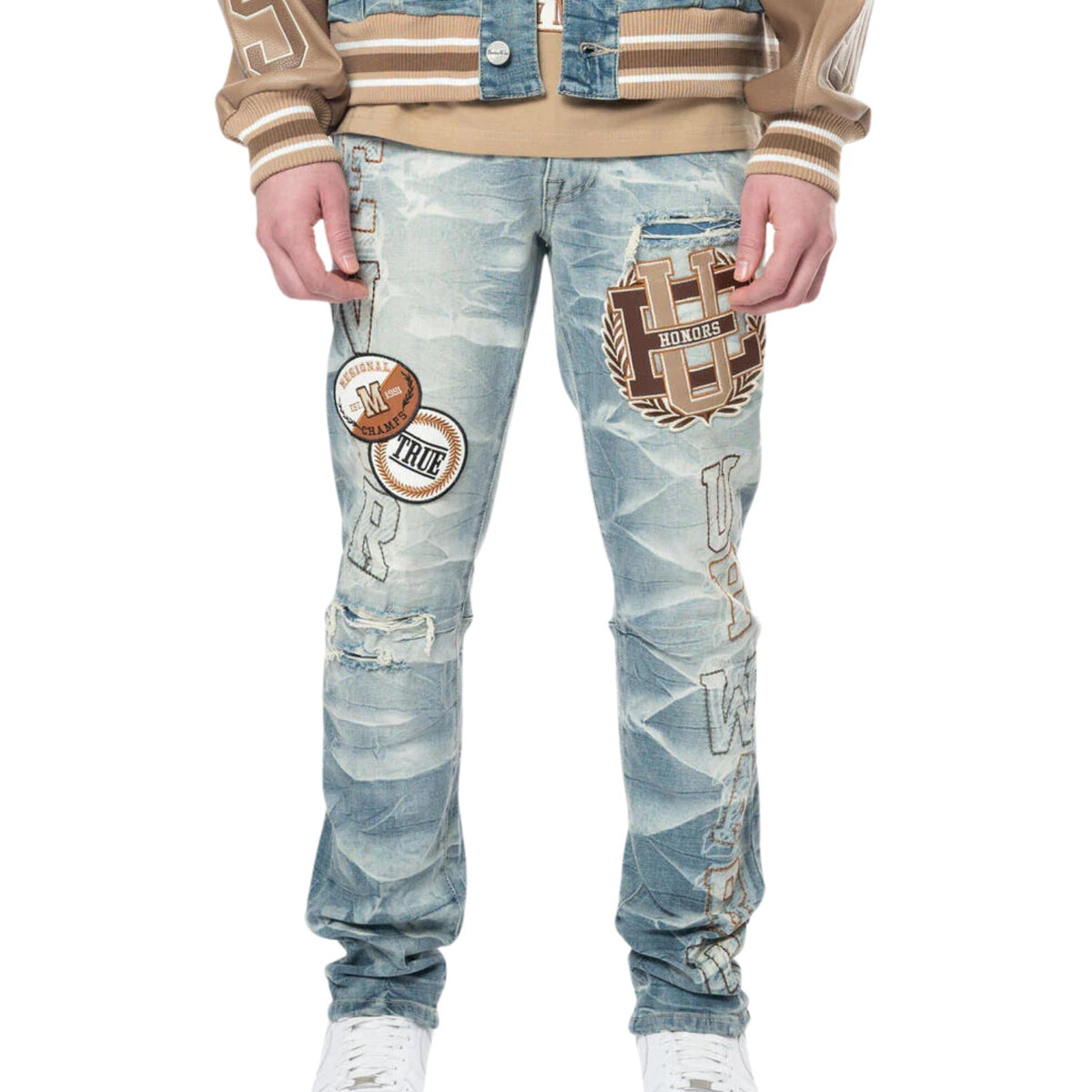Smoke Rise Varsity Patch Jeans Mens Style : Jp24545