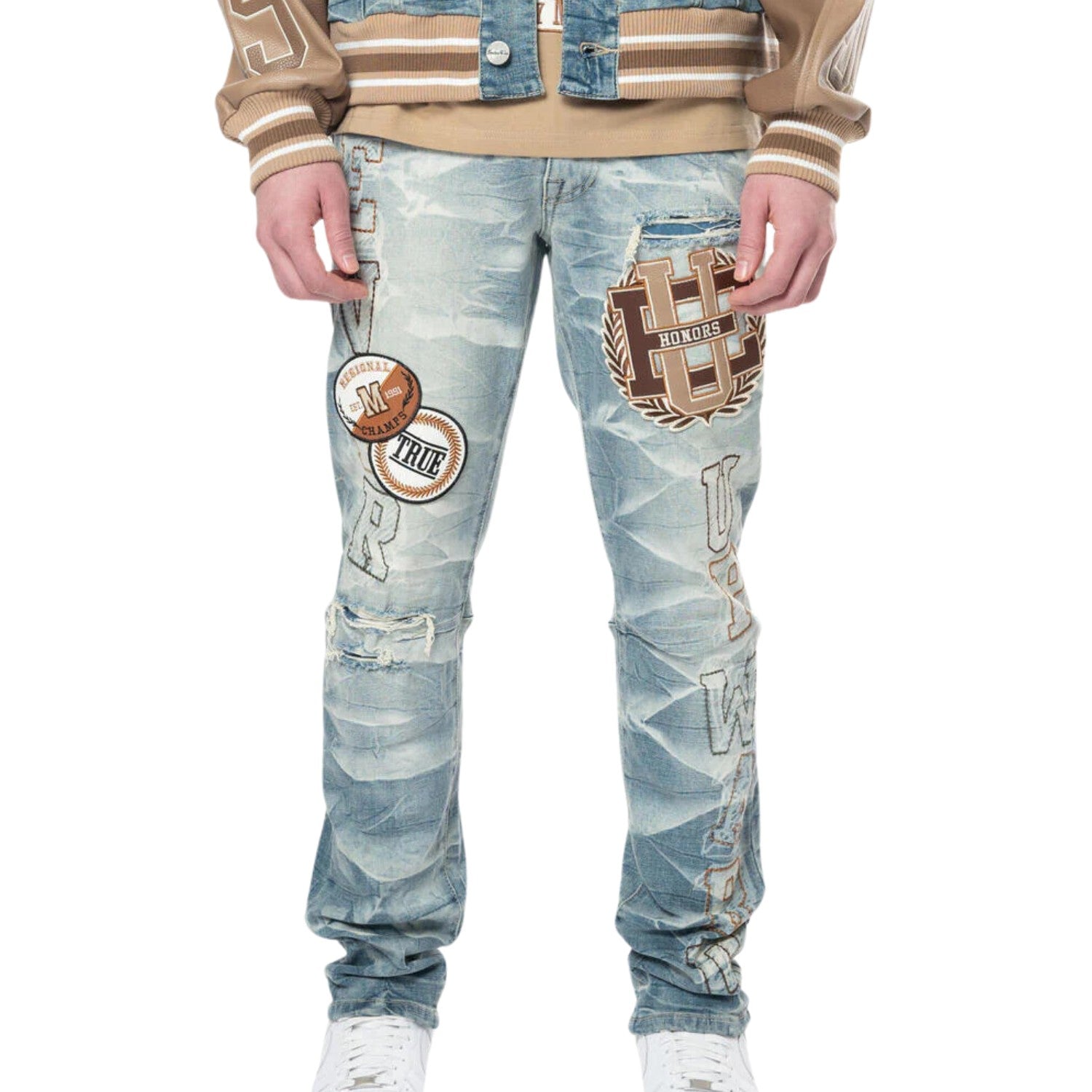 Smoke Rise Varsity Patch Jeans Mens Style : Jp24545