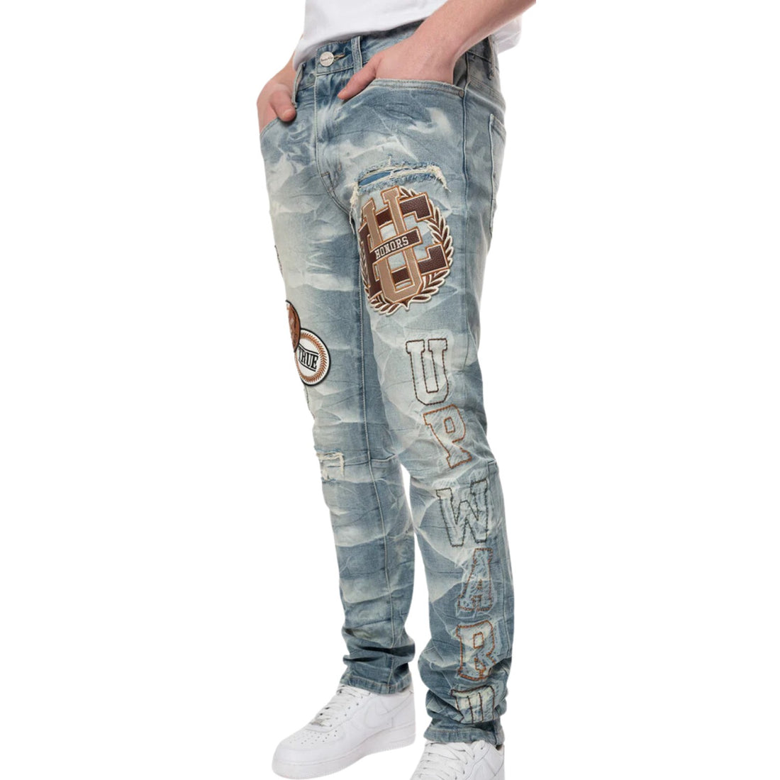Smoke Rise Varsity Patch Jeans Mens Style : Jp24545