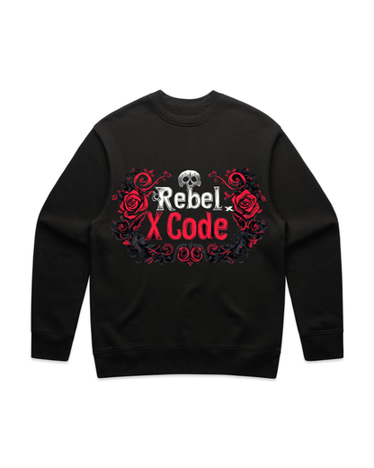Rebel X Code Gothic Red Roses Crewneck Mens Style : Rxccrw005
