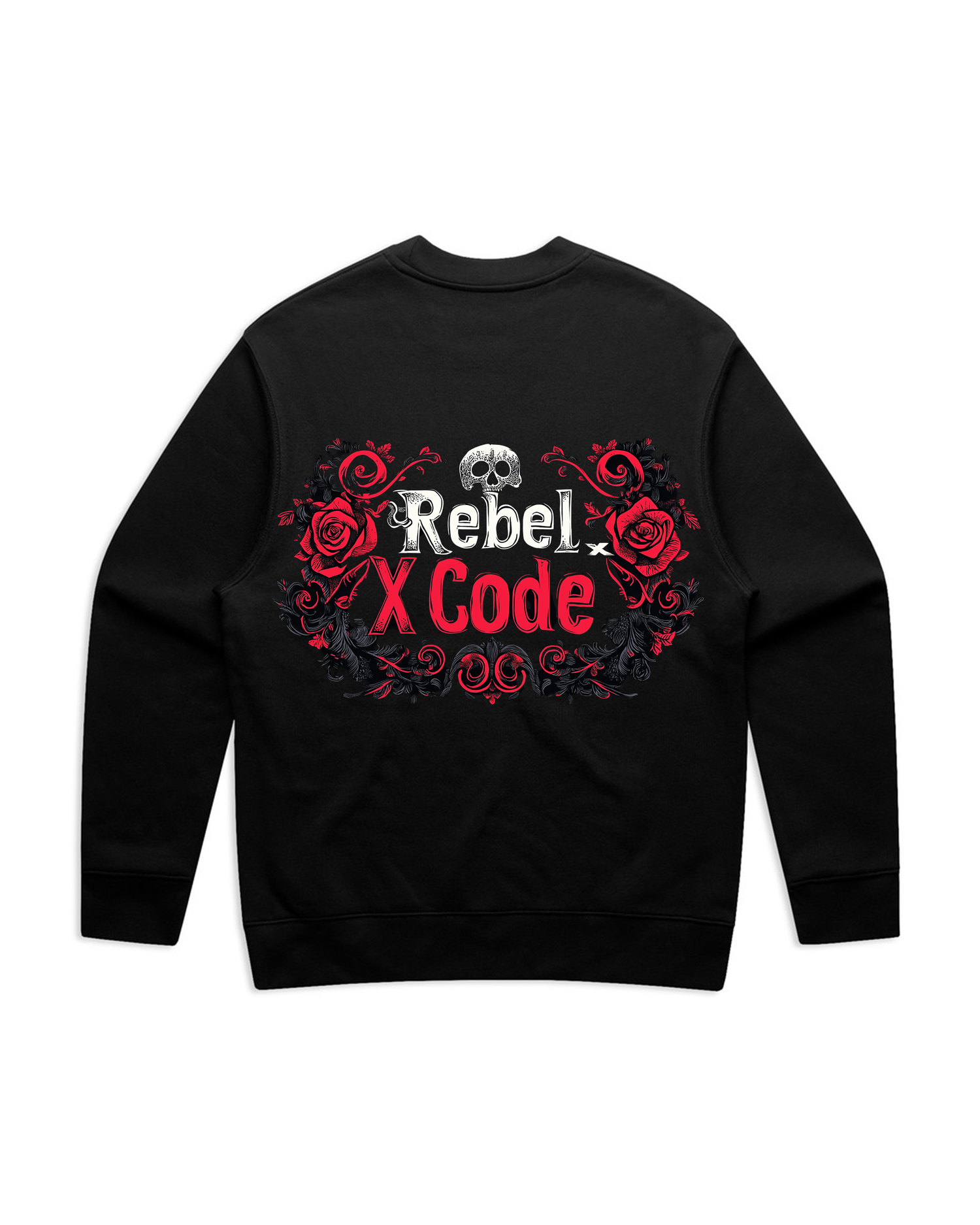 Rebel X Code Gothic Red Roses Crewneck Mens Style : Rxccrw005