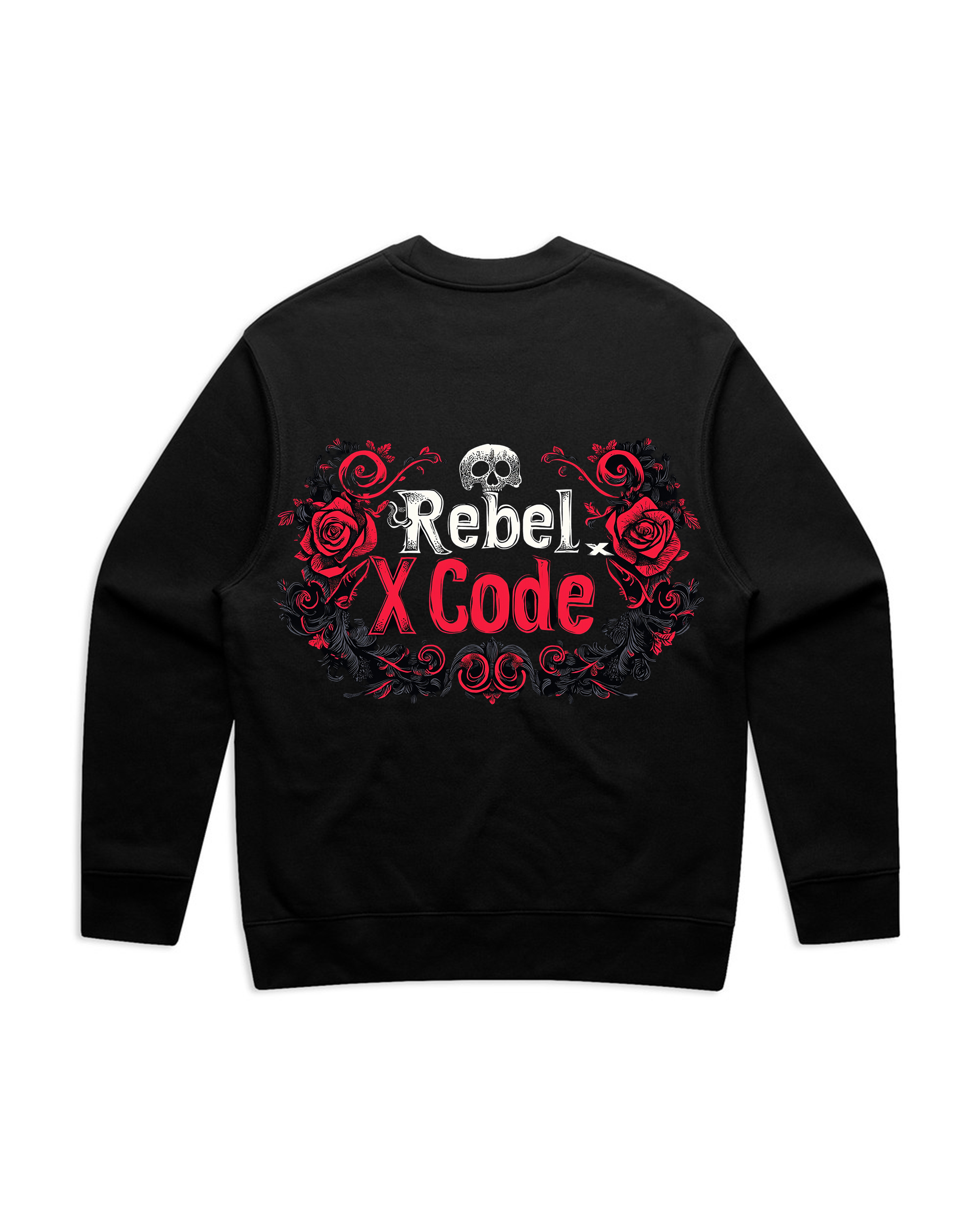 Rebel X Code Gothic Red Roses Crewneck Mens Style : Rxccrw005