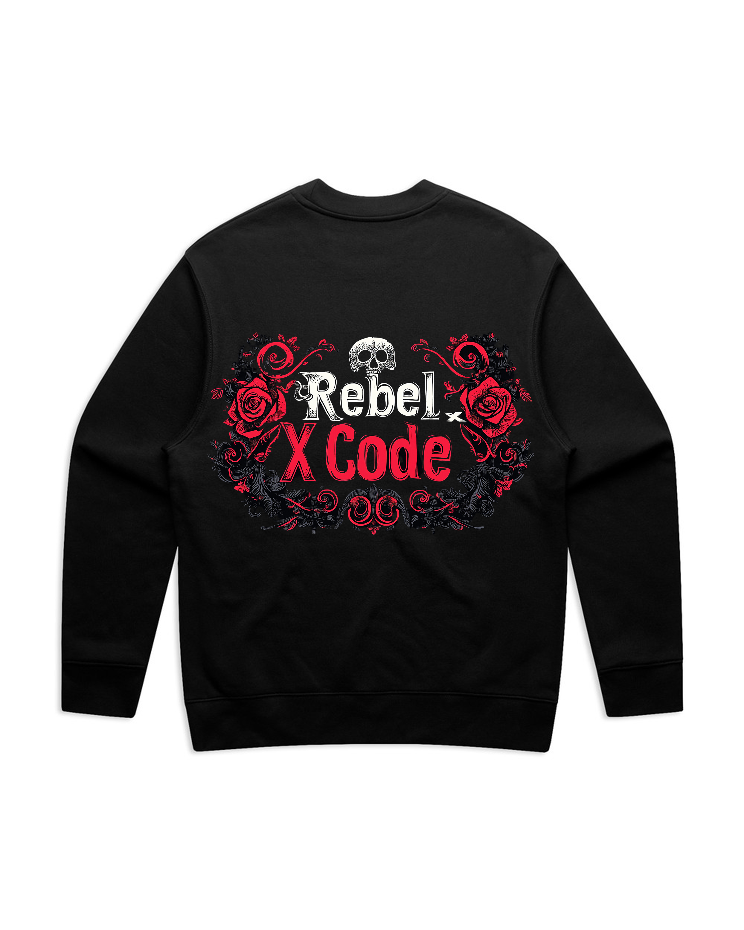 Rebel X Code Gothic Red Roses Crewneck Mens Style : Rxccrw005