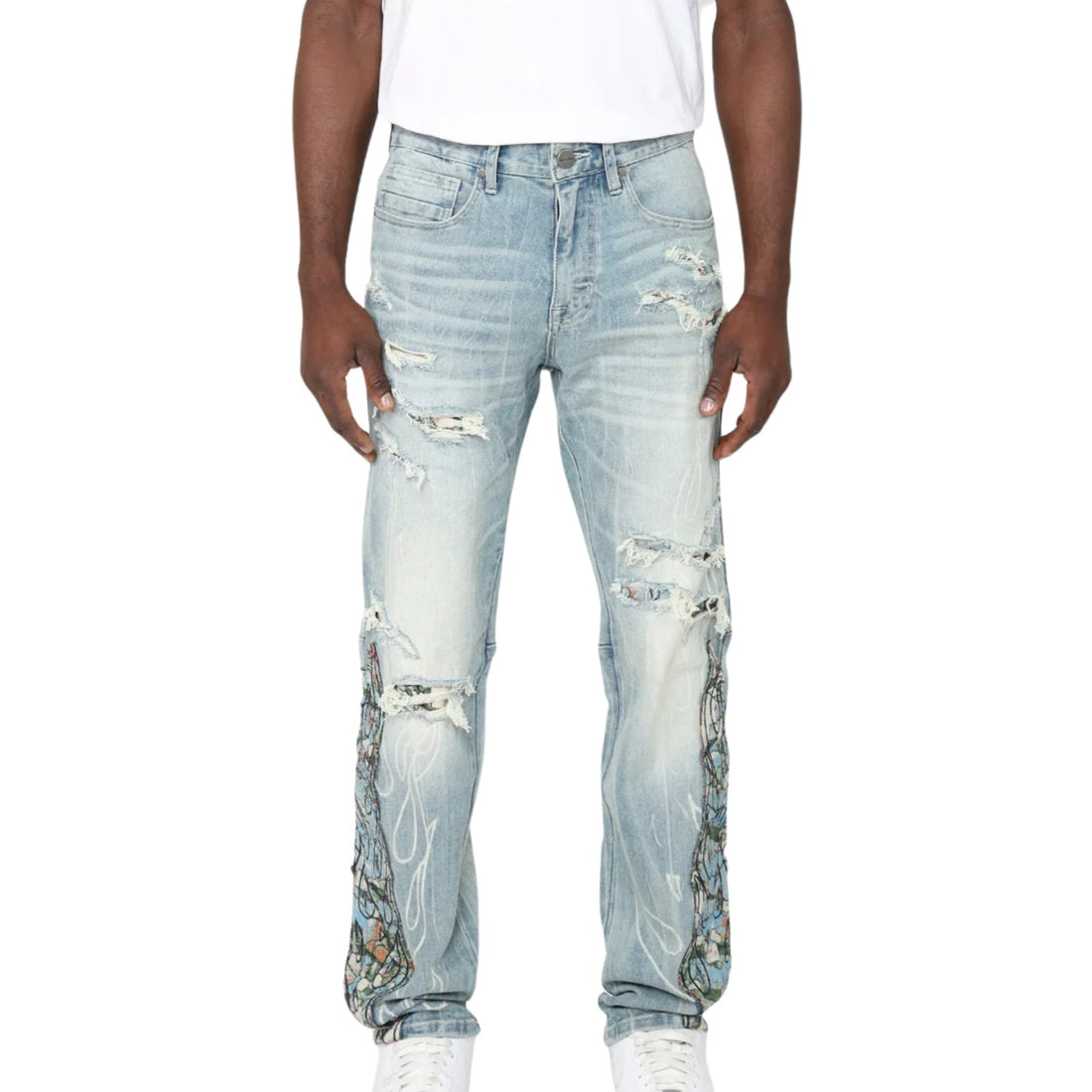 Smoke Rise Tapestry Flame Fashion Jeans Mens Style : Jp25114