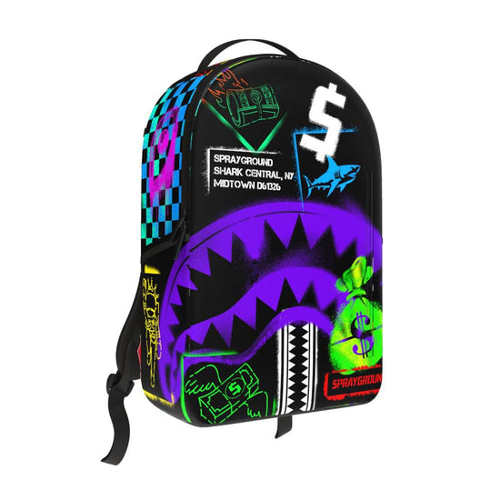 Sprayground Shark Central Stencils Dlxsv Backpack Unisex Style : 910b7620nsz