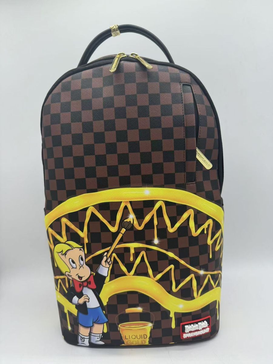 Sprayground Richie Rich Gold Sharkmouth Dlxsv Backpack Unisex Style : 910b7257nsz