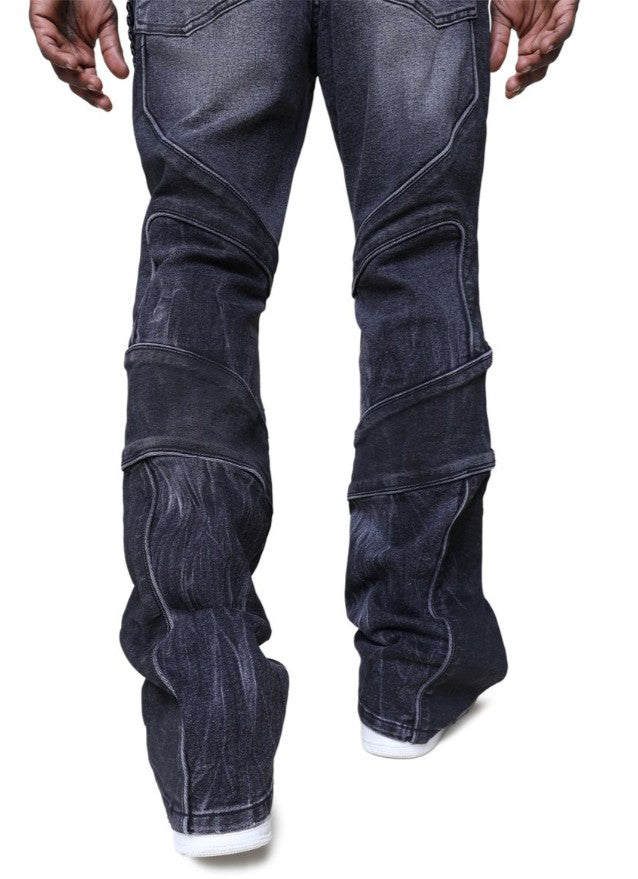 Smoke Rise Colorblock And Piping Jeans Mens Style : Jp25618