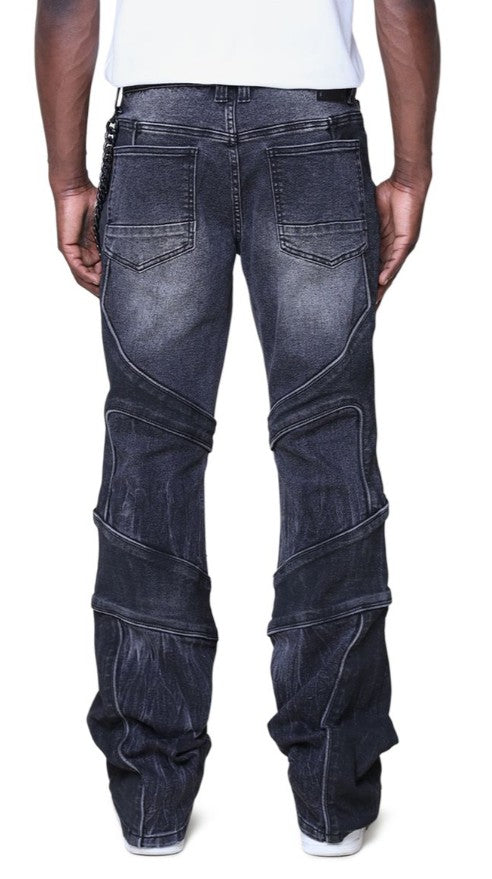 Smoke Rise Colorblock And Piping Jeans Mens Style : Jp25618