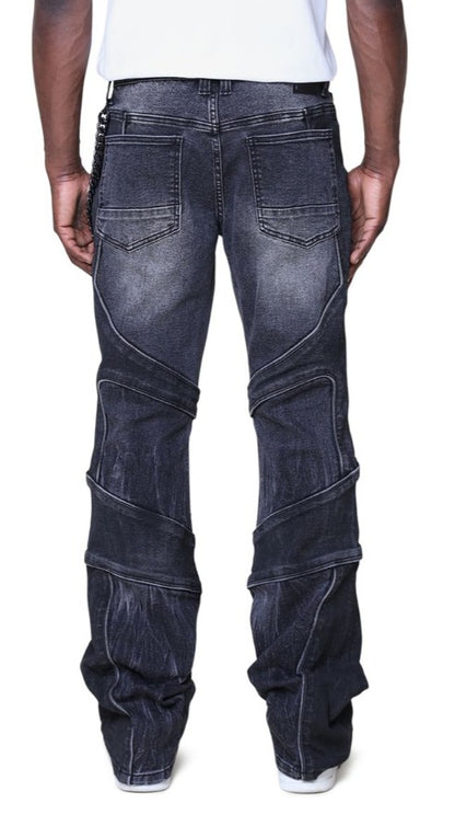 Smoke Rise Colorblock And Piping Jeans Mens Style : Jp25618