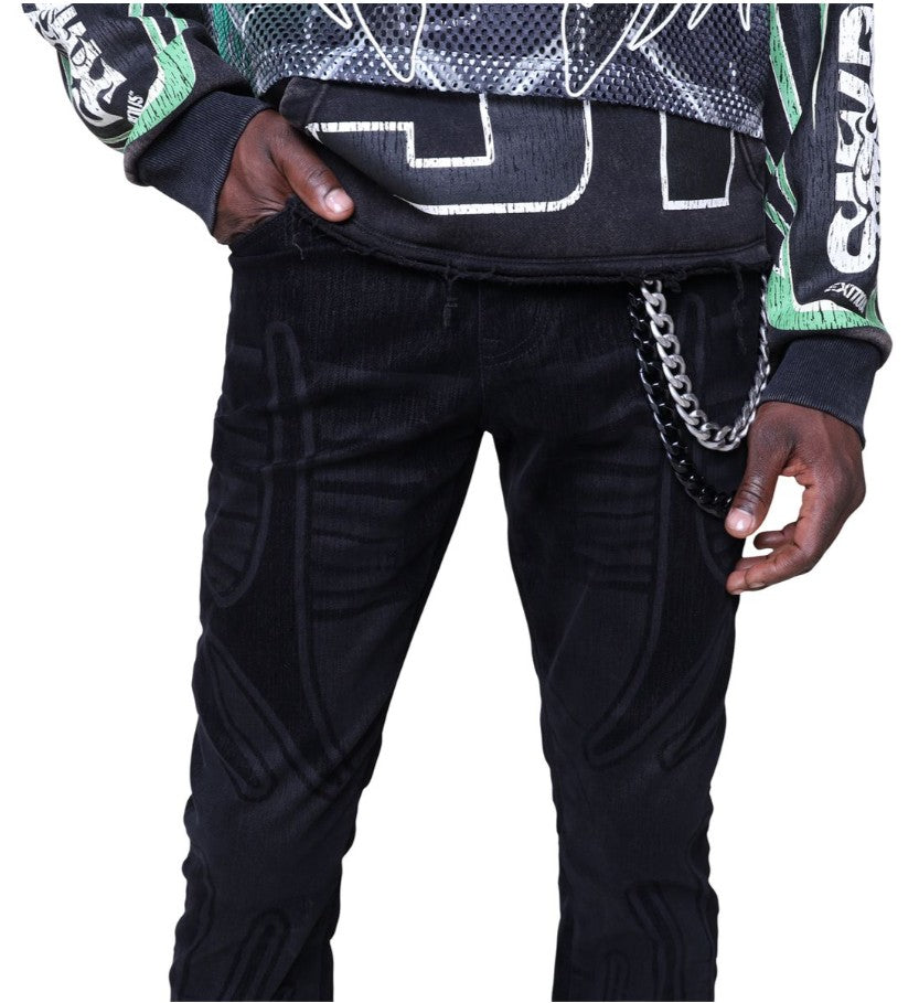 Smoke Rise Field Flocked Jeans Mens Style : Jp25527