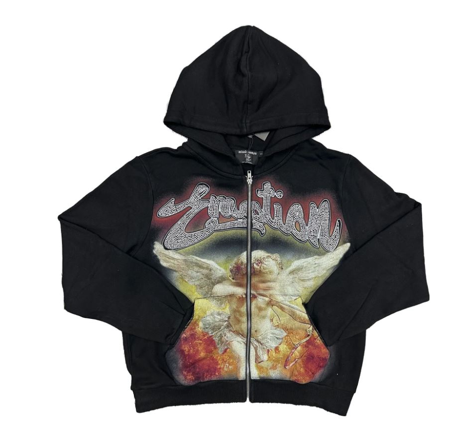 Mixed Emotion Rhinestone Hoodie Mens Style : Mix-rh