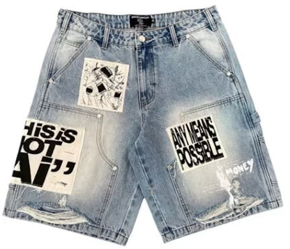 Mixed Emotion Ai Denim Shorts Mens Style : Mix-aids