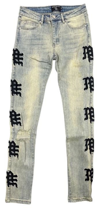 Mixed Emotion Monogram Denim Jeans Mens Style : Mix-mdj