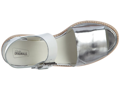 Clarks Madlen Sandal White Leather (Women&