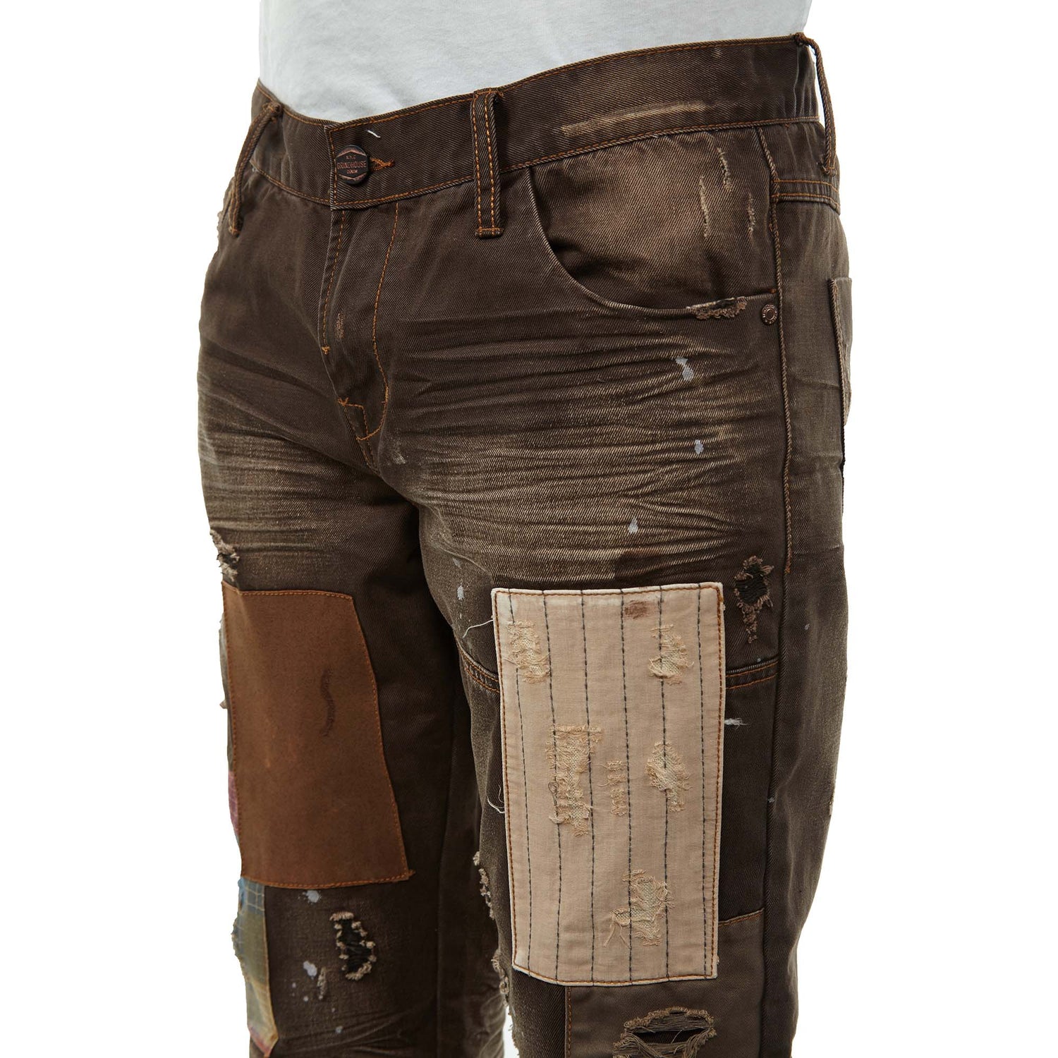 Grind House Chocolate Patch Denim Pants Mens Style : Gh160405-32