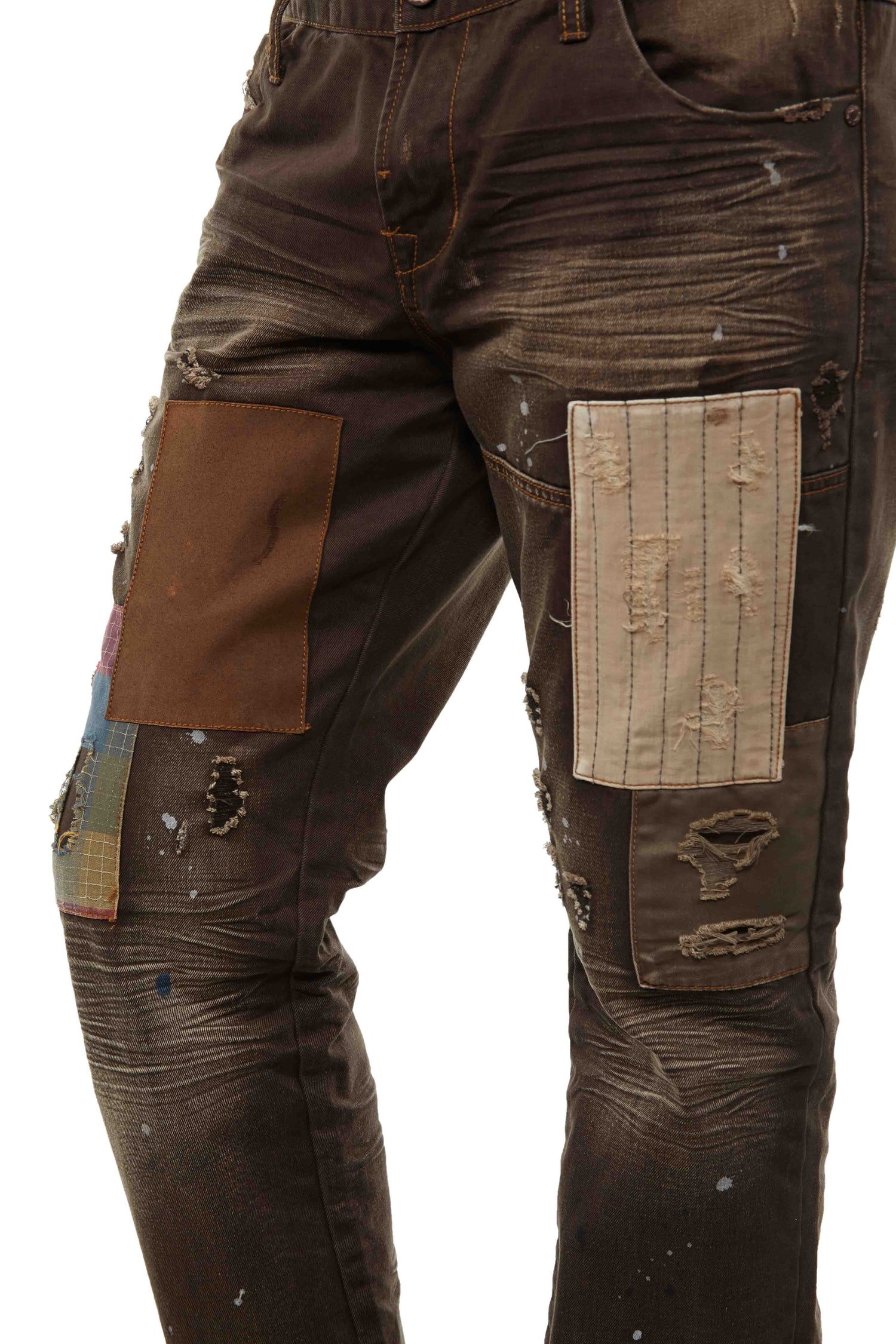 Grind House Chocolate Patch Denim Pants Mens Style : Gh160405-32
