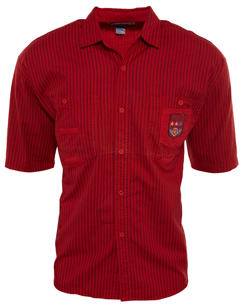 Bugle Boy Half Sleeve Trendy Dotted Stripes Button Up Shirt Mens Style : 693670