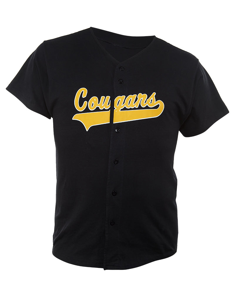Augustia  Cougars Ollin1 Premium Active Short Sleeve Button Up Baseball Jersey Shirt Mens Style : OLNMT1321
