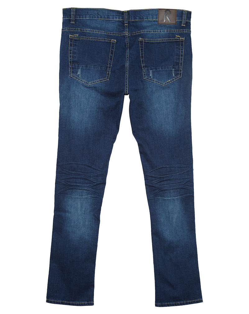 Ubuntu Revolution Rip & Tears Patched Denim Jeans Mens Style : 7118