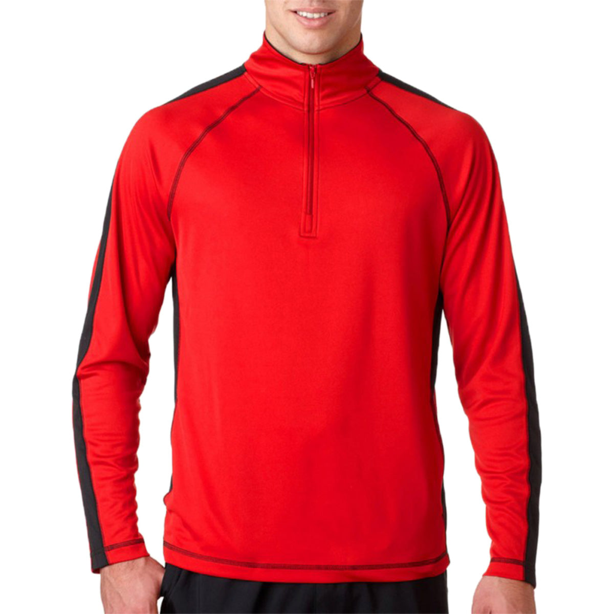 Ultra Club Cool &amp; Dry Sport QuarterZip Active Pullover With Side &amp; Sleeve Panels Mens Style : 8398