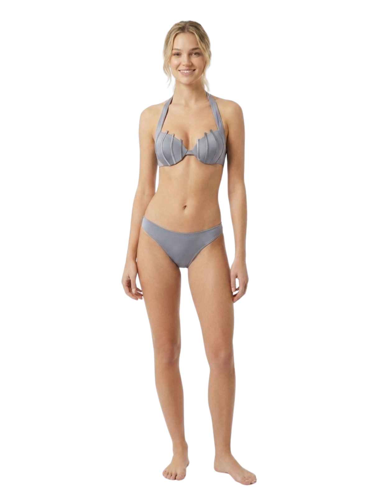 La Perla Graphique Couture Grey Push Up Halter Bikini Top Womens Style : 801087 - 0003