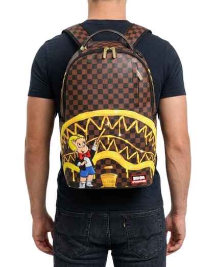 Sprayground Richie Rich Gold Sharkmouth Dlxsv Backpack Unisex Style : 910b7257nsz