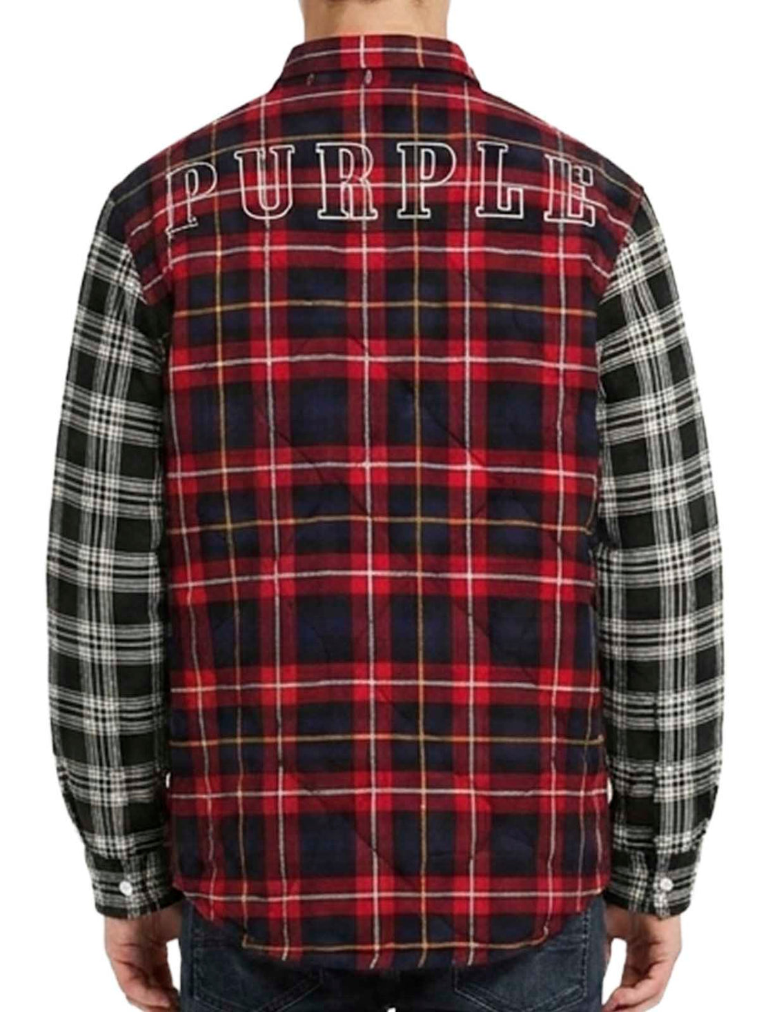 Purple-brand Quilted Plaid Shirt Mens Style : P313-qpre122