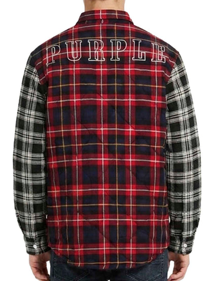 Purple-brand Quilted Plaid Shirt Mens Style : P313-qpre122