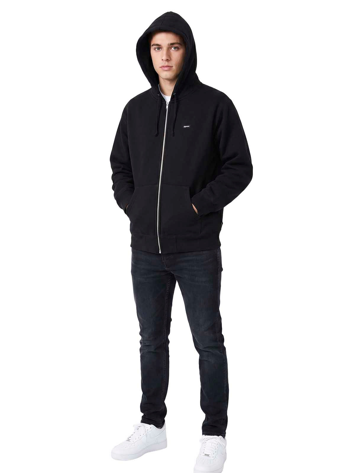 Supreme Small Box Drawcord Zip Up Hooded Sweatshirt Black