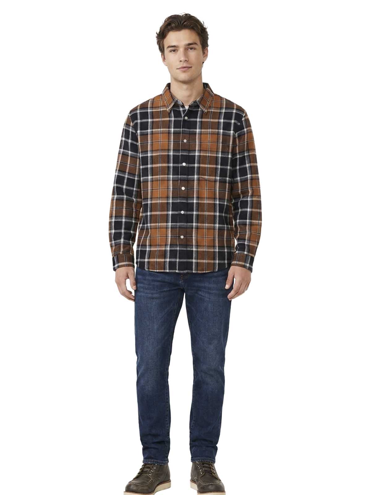 Purple-brand Gold Plaid Down Shirt Mens Style : P323-gpds122