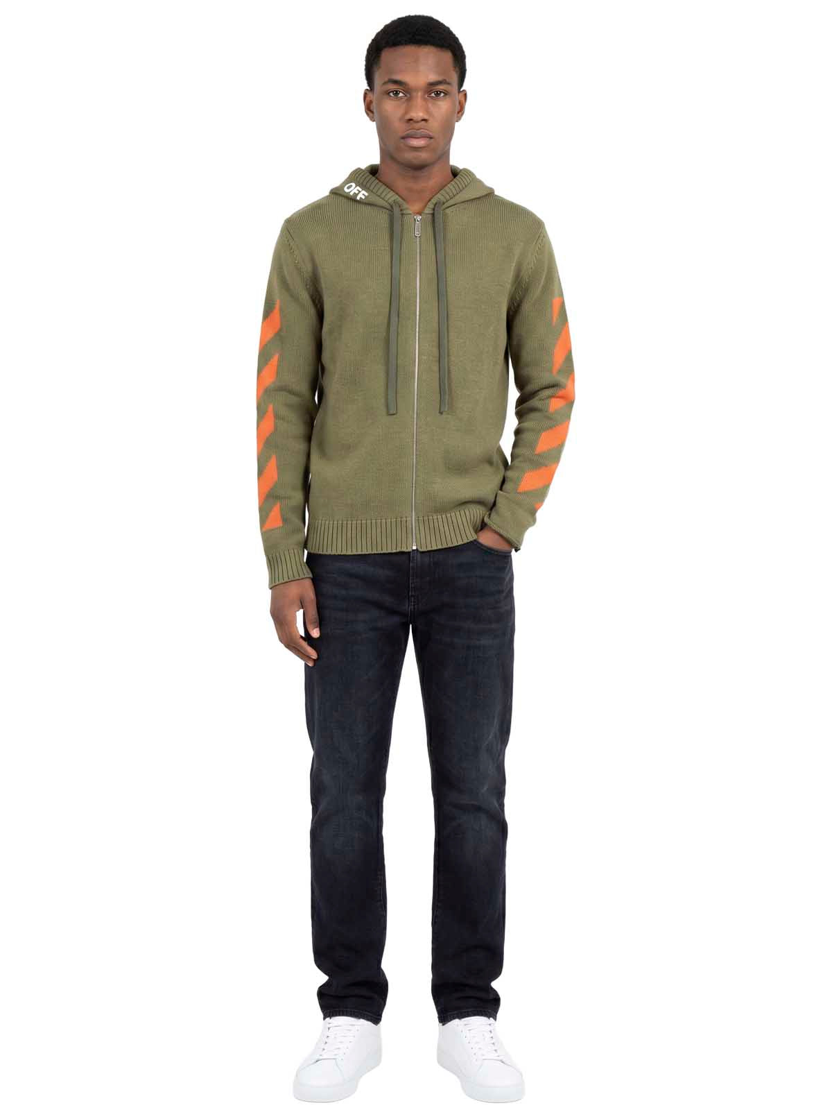 Off-white Diag Arrow Knit Zip Hoodie Mens Style : Omha080f22kni00
