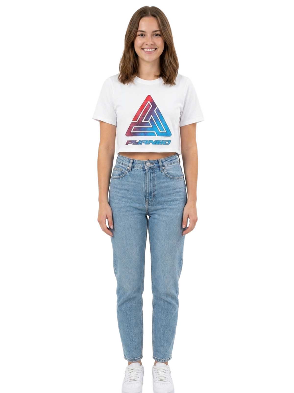 Black Pyramid Ombre Logo Crop Tee Womens Style : Ywa870031-WHT