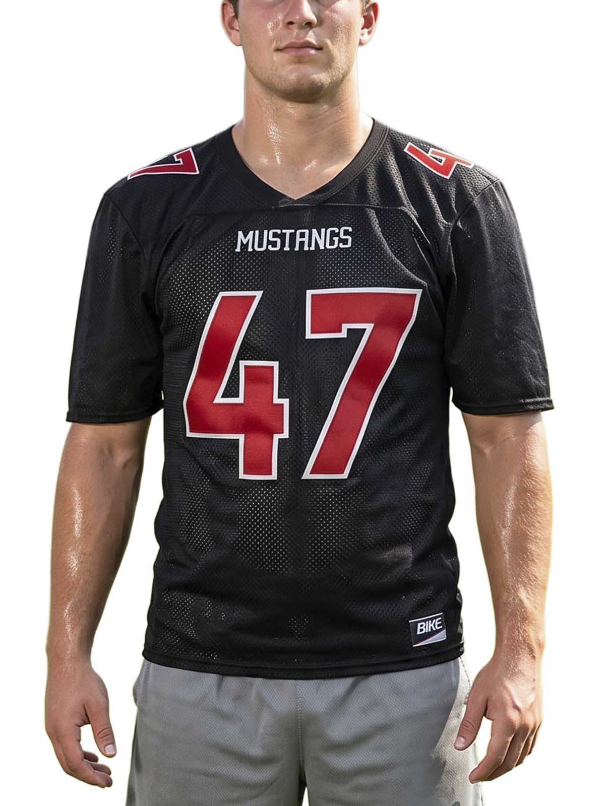 Bike Mustangs V-neck Short Sleeve Nylon Mesh Football Practice Jersey Mens Style : 1190