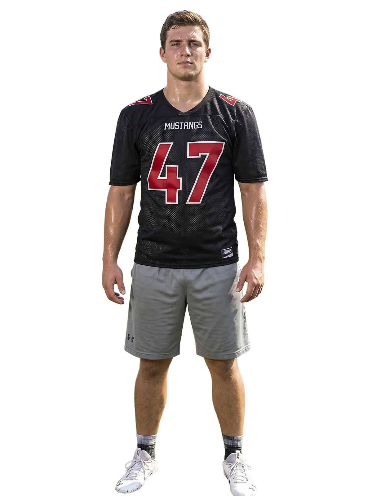 Bike Mustangs V-neck Short Sleeve Nylon Mesh Football Practice Jersey Mens Style : 1190