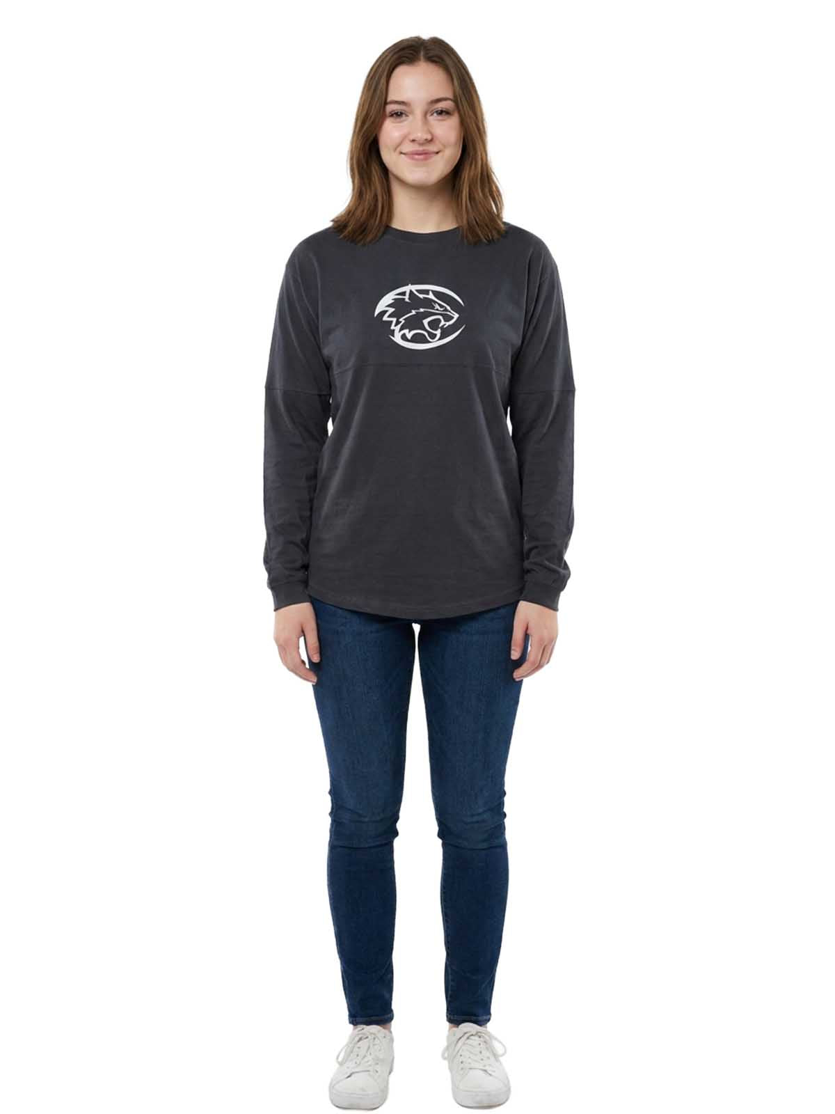 Basix Of America Rocky Point Eagles Long Sleeves Jumbo Crewneck T-Shirt Womens Style : MN-5660