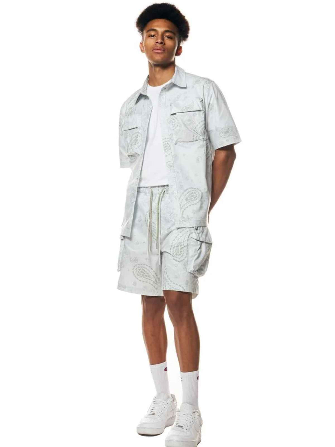 Smoke Rise Printed Nylon S/s Woven Shirt Mens Style : Wh23189