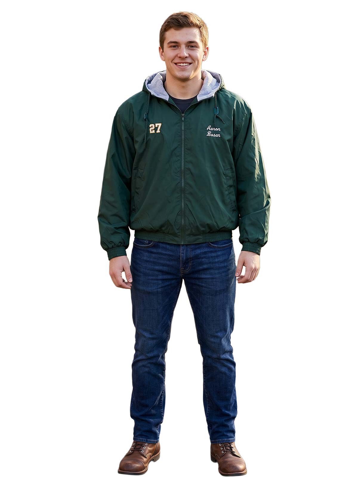 Augustia  Longwood Football Elastic Cuffs Hooded Fleece Lined Jacket Mens Style : 3280